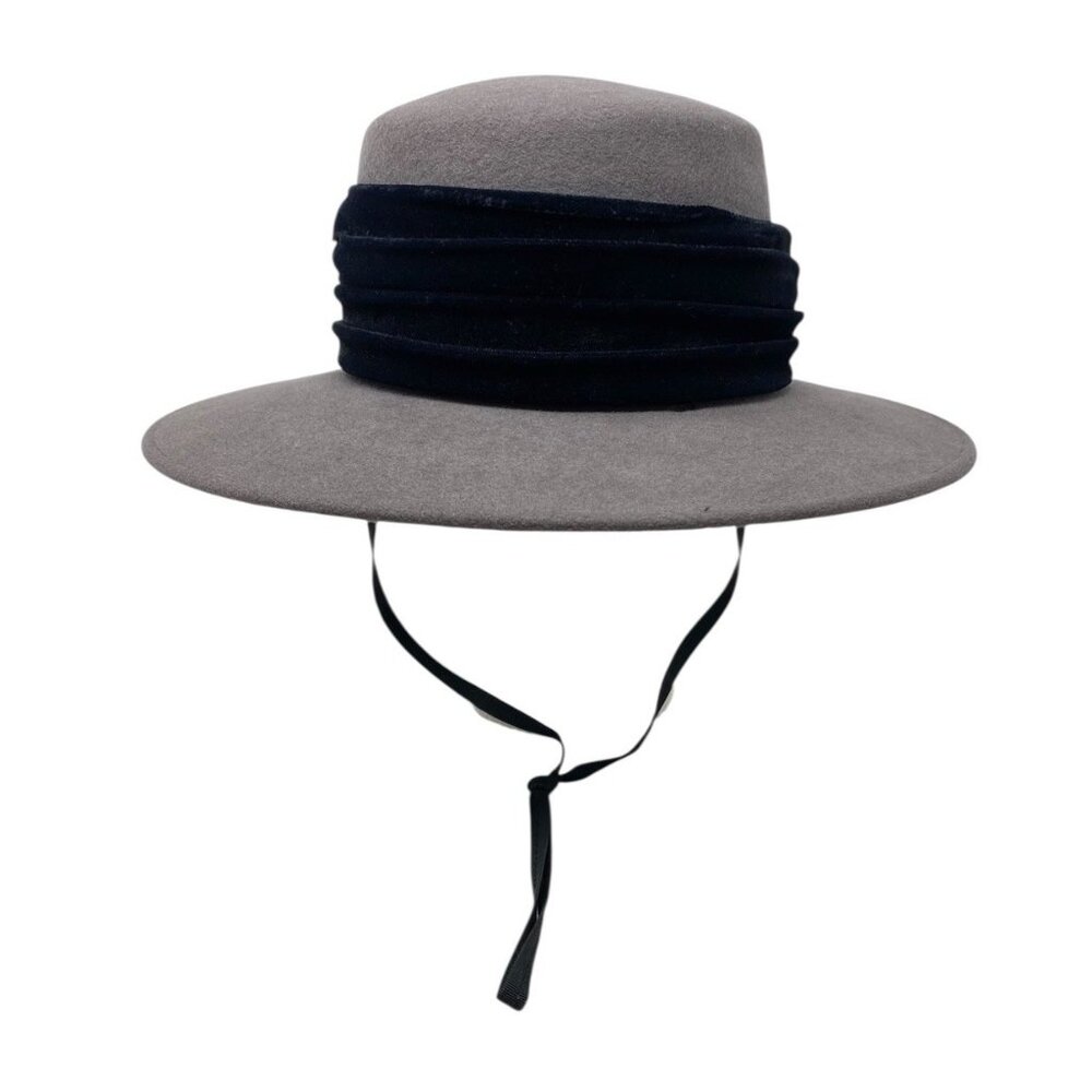 VTG Gwenn Pennington Michael Howard 100% Wool Gray Hat Fancy Chin Strap‎ Winter